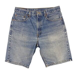 Levis 505 Regular Fit Mens Denim Shorts Blue Medium Wash 100% Cotton Size 33